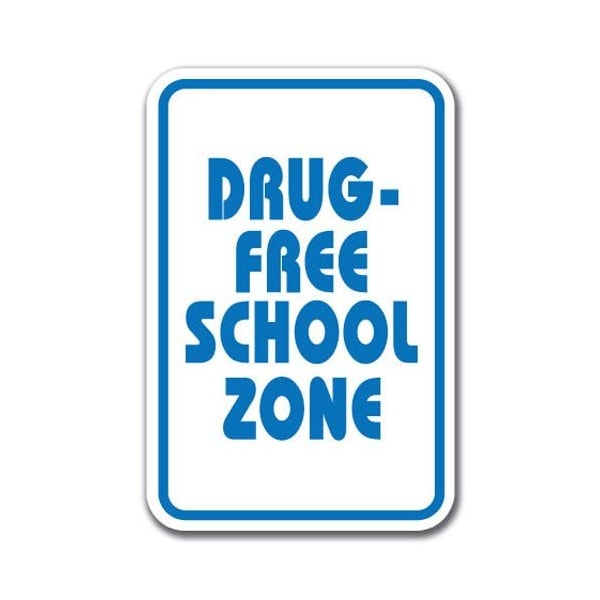 Safety Sign, 12 in Height, Aluminum, 18 in Length, Drug Free - Drug FSZ